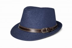   Szalmakalap bőrszíjjal - Sötétkék Férfi kalap, sapka